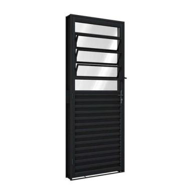 Imagem de Porta de Giro de Aço com Báscula 215 x 85 x 12 cm Preto Direita Riobra
