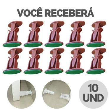 Imagem de Kit Trava De Porta Batente Fixador Prendedor Adesivo Amortece Impacto 