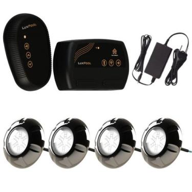Imagem de Kit 4 LED RGB 9W Inox Piscina + Comando Wifi Luxpool + Fonte, 9W