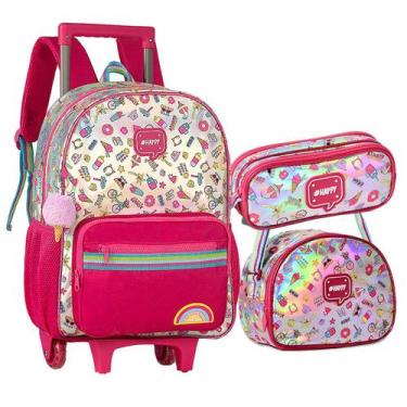 Imagem de Kit Mochila Infantil Rodinha Happy Grande Lancheira Estojo - Clio