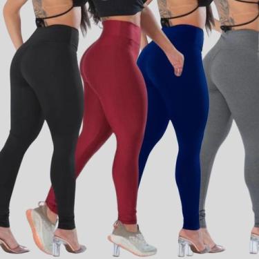 Imagem de Kit 4 Calças Legging Feminina Suplex Academia Cintura Alta - Blanco St