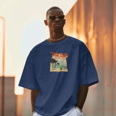 Imagem de Camiseta Masculina Casual Polo Blu Tropical em Algodão do P ao EXG, Az