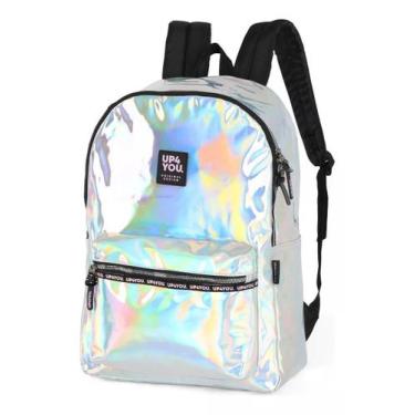 Imagem de MOCHILA COSTAS UP4YOU HOLOGRÁFICA ESCOLAR MS47887UP-PR Prata - luxcel,