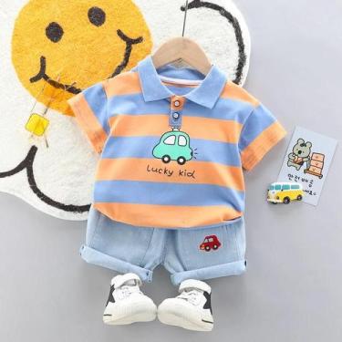 Imagem de Conjunto de Roupas Infantil Verão - Camisa Polo e Shorts Jeans para Be