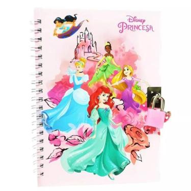 Imagem de Diario Infantil Caderno com Cadeado Disney Princesas Mickey Stitch Min