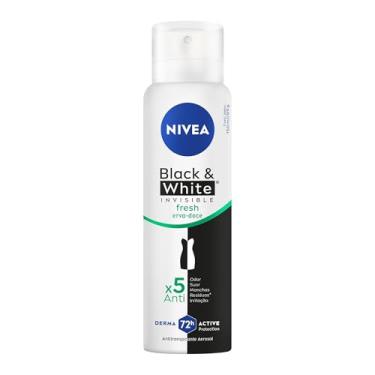 Imagem de NIVEA Desodorante Antitranspirante Aerossol Invisible Black & White Fresh 150ml - Proteção prolongada de 48h, cuidado suave, ação antibacteriana, fragrância de erva doce