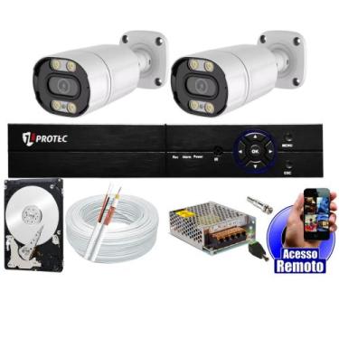 Imagem de kit Cftv 2 Câmeras De Segurança Colorida Dia Noite Full Color 1080p Dv