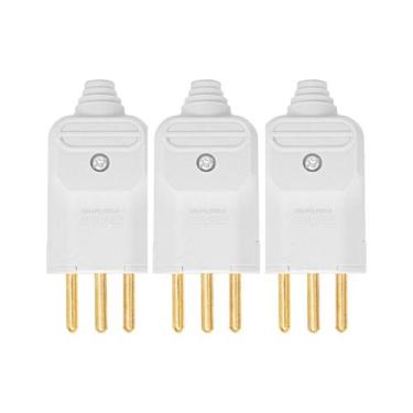 Imagem de Kit 3 plugue macho 10a 2p+t 180 250v margirius branco