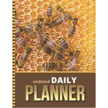 Imagem de Undated Daily Planner: 8.5x11 One Page Per Day Diary / 6AM to 7PM Hourly Schedule/With To Do List - Note Section/New Year's - Christmas Gift/Honey Bee Insects on Yellow Honeycomb Art Photo