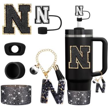 Imagem de Mity rain Conjunto de 6 peças de acessórios para copo Stanley Cup 850 g 1,134 g copo com alça, acessórios pretos incluindo topo de palha, bota, tampa à prova de derramamento, pingente de alça, adesivo