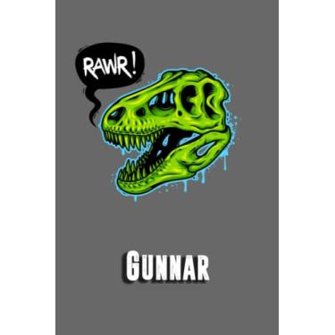 Imagem de Gunnar:Draw and Write Journal for Boys Kids: Cool Dinosaur Dino Rawr Journal for Boys Kids, Personalized Name Journal for Boys, Happy Birthday Gift ... for Boys 6x9 Half Blank Half Lined Pages