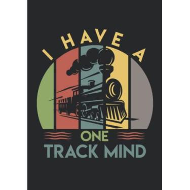 Imagem de Notizbuch A4 dotted, gepunktet, punktiert mit Softcover Design: Eisenbahner Spruch one Track mind Vintage Retro Eisenbahn: 120 dotted (Punktgitter) DIN A4 Seiten