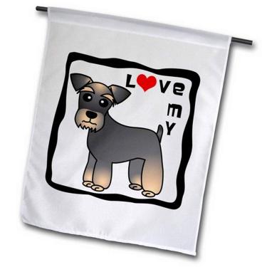 Imagem de 3dRose fl_40891_1 I Love My Miniature Schnauzer Dog Banded Brown Base Coat Red Heart Garden Flag, 30,48 x 45,72 cm