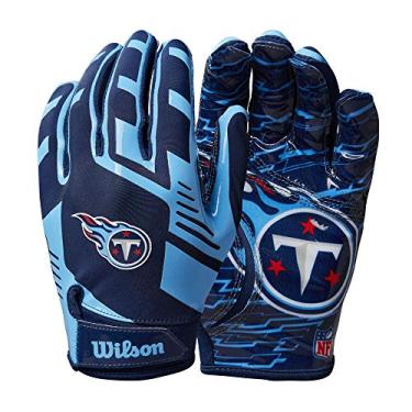 Imagem de Luvas de futebol americano Wilson NFL com ajuste elástico - Tennessee-Youth (WTF9327TN)
