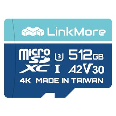 Imagem de LinkMore Cartão Micro SDXC de 512 GB, compatível com A2, UHS-I, U3, V30, Classe 10, velocidade de leitura de até 160 MB/s, velocidade de gravação de até 120 MB/s, adaptador SD incluído