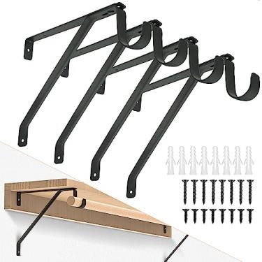 Imagem de LANMIERT Suportes de Haste e Prateleira de Armário Ajustáveis, Suporte de Haste de Armário Resistente para Grampo de Parede de 3/4", Ajustável para Tira de Grampo Traseiro, Conjunt (4Pcs-Preto, Preto)