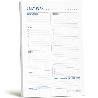 Imagem de Bloco de notas diário com agenda horária – Agenda para TDAH, bloco de tempo, lista de tarefas de mesa, material universitário – 15 x 23 cm – 50 folhas sem data