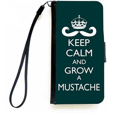 Imagem de Rikki Knight Capa carteira flip Keep Calm and Grow a Mustache cor verde com aba magnética para Apple iPhone 5c