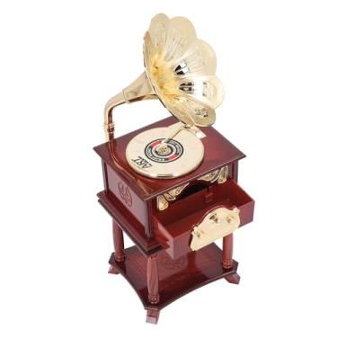 Imagem de Caixa de Música de Gramofone, Caixa de Música de Relógio, Caixa de Música de Mecanismo Gramofone para Decorações de Mesa de Casa, Adereço de Estilo Antigo para Sala de (Gramofone