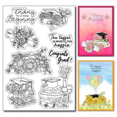 Imagem de Arbuya Formatura Vibe Books Carimbos claros Parabéns Grad Cap Silicone Transparente Carimbos Diplomas Carimbos para Artesanato Faça Você Mesmo Fazer Cartões de Scrapbook Gravação Álbum Decoração