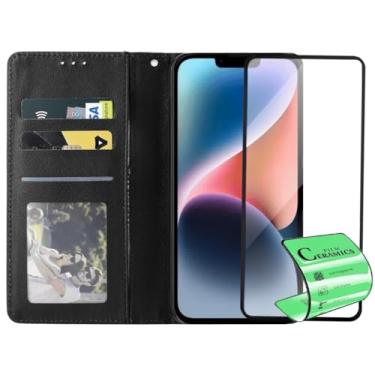 Imagem de Capa Capinha Carteira Flip e Película Cerâmica 9D Não Quebra Compatível iPhone 14 Plus