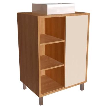 Imagem de Gabinete 1 Porta Correr 60 cm Cuba Branca BL7250 Mell Arenas FAEM