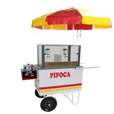 Imagem de Carrinho de pipoca doce e salgada com abertura lateral e 2 lampiões -MD 4222