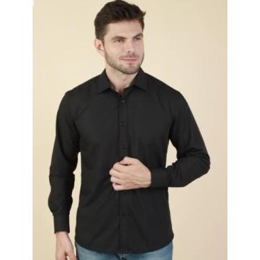 Imagem de Camisa Social Masculino Slim Fit Executivo - I.Con, Preto, 2
