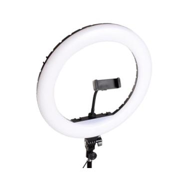 Imagem de Ring Light LED 16cm com Tripé, 3 Modos de Iluminação, Suporte para Celular, Conexão USB