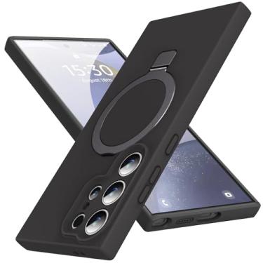 Imagem de KMAMBAG Capa Mag-Ring para Galaxy S24 Ultra, silicone líquido [fator hidratante] Capa para celular Exreme macia e fina com suporte [compatível com MagSafe] para Samsung Galaxy S24 Ultra 6,8 polegadas