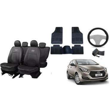 Imagem de Kit de Capa de Couro HB 20 14-18 + Capa de Volante + Tapetes de Alta P
