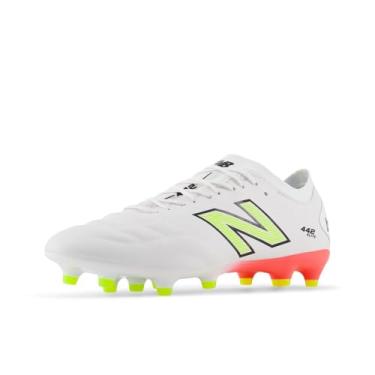 Imagem de New Balance 442 Elite Fg V2 Tênis de futebol masculino, Branco/vermelho energético/Hi-Lite, 37