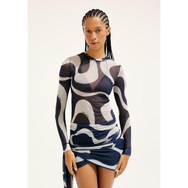 Imagem de Blusa Hering + Cosmo Manga Longa Estampada Em Tule Feminina-Feminino