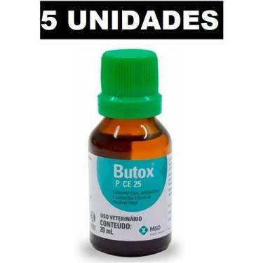 Imagem de 5 unidades butox 20ml - desinfetante carrapaticida para controle de pr