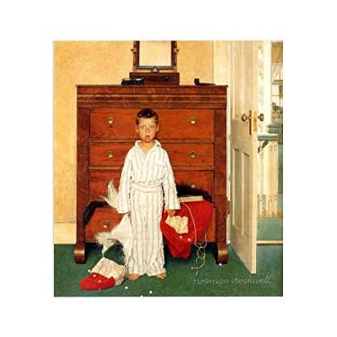 Imagem de JZSDGB Norman Rockwell Prints-Canvas Print Wall Art Famous Painting-'The Discovery' Art Reprodução Canvas Picture Posters - para decoração de parede de sala de estar 20 x 20 cm (9 x 9 pol) sem moldura