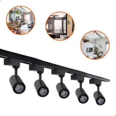 Imagem de Kit Trilho Eletrificado 2m + 5 Spot Led 7w Preto Ou Branco  - VLED, PR