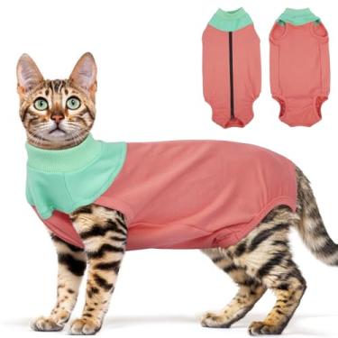 Imagem de Terno de recuperação de gatos, roupa respirável para recuperação de cirurgia para gatos, alternativa cone de vergonha para gatos, macacão cirúrgico para gatos, macacão completo para feridas abdominais