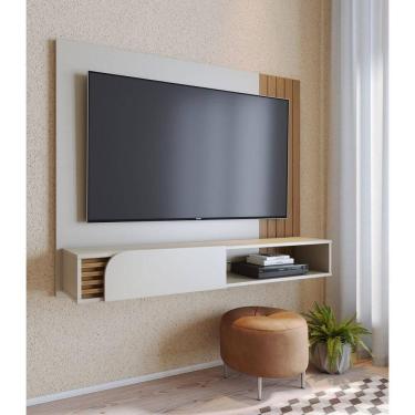 Imagem de Painel Suspenso Jurerê para TV de até 55 Polegadas Off White Matte/ Freijó - Colibri 