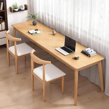 Imagem de Mesa para duas pessoas, mesa de madeira maciça, grande mesa de escritório executivo, mesa de estudo de madeira, estação de trabalho de computador moderna para 2 pessoas, para escritório domé