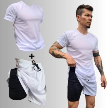 Imagem de Conjunto Academia Short 2 Em 1  Camiseta Dry Fit Masculino - Sem Marca