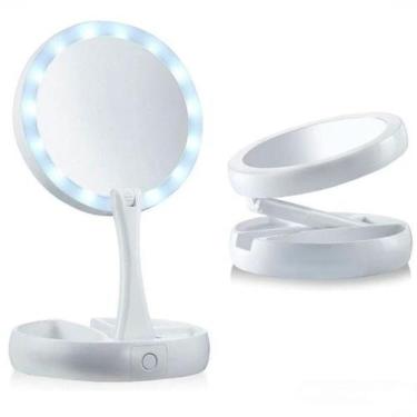 Imagem de Espelho Dupla Face Dobrável Portátil Iluminado Perfeito