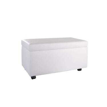 Imagem de Puff Bau 70cm X 40cm X 40cm Courino Com Rodizios Branco