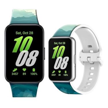 Imagem de LIKLNAPQ Pulseira esportiva ajustável de silicone macio compatível com Galaxy Fit3 para smartwatch Galaxy Fit 3 SM-R390 (Mountain Forest)