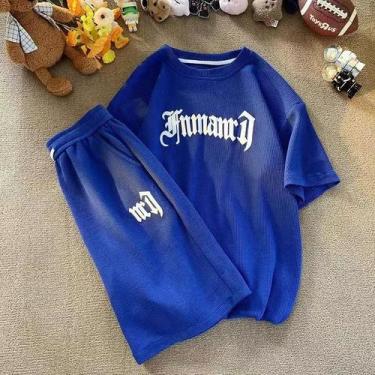 Imagem de Conjunto Masculino de Agasalho Waffle Oversize - Moda Casual de Verão,