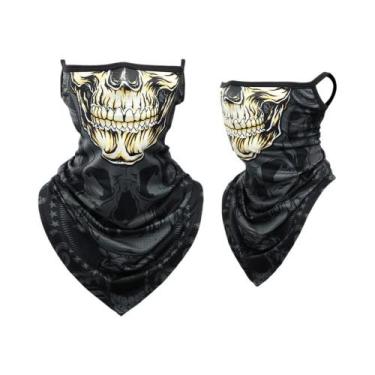 Imagem de Bandana Triangular 3D Crânio Unissex - Para Ciclismo, Caminhada, Pesca
