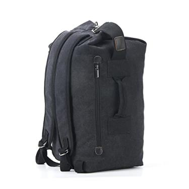 Imagem de Mochila de grande capacidade para bolsa de viagem masculina mochila masculina de lona bolsas de ombro para mochilas masculinas(Black1,22 * 12 * 8in)