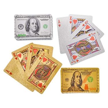 Imagem de Rhode Island Novelty Gold and Silver Foil $100 Bill Playing Cards, One Piece per Order