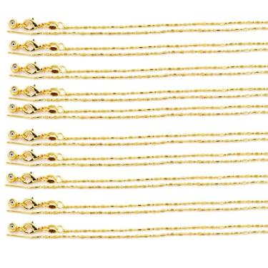 Imagem de Malahill Correntes de excelente qualidade para fabricação de colar de joias, corrente de arroz de 1,2 mm x 45 cm com fecho onipotente ouro 18k