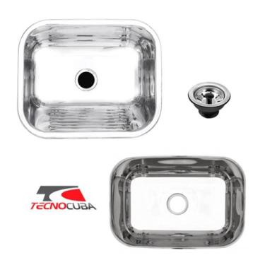 Imagem de Tanque Inox 40x40x22cm + Cuba Inox N1 Retangular 46x30x17cm com Válvul