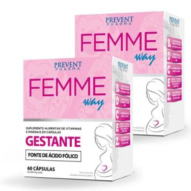 Imagem de Acido folico + vit e minerais 120cps femme way gestante prevent pharma